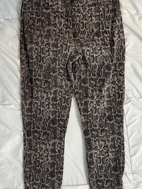 SPANX Taupe and Black Snake-Print High-Rise Leggings